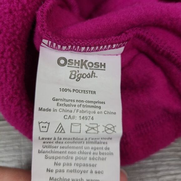 Oshkosh Girl's Fuschia Pink Fleece Winter Hat Size 8 - Picture 10 of 10